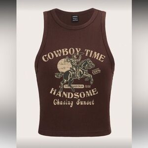 Brown Cowboy Time Tank Top